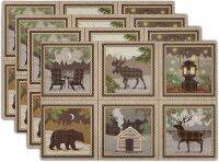 【CC】卍♤  Placemats Rustic Wildlife Cabin Lake Cone Heat-Resistant Table Mats