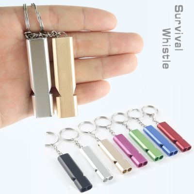 1pcs Outdoors High Decibel Portable Flat Aluminum Alloy Dual Frequency Survival Whistle Wilderness Emergency Whistle Tools Survival kits