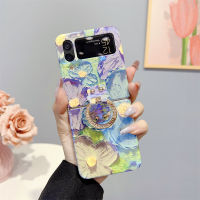 เคสโทรศัพท์บลูเรย์สำหรับ Samsung Galaxy Z Flip 3 Z 4 Z Flip3 Z ภาพวาดภาพสีน้ำมัน Flip4ดอกไม้ Camellia สายคล้องข้อมือแหวนซิลิโคนเคสป้องกันแฟชั่นฝาครอบโทรศัพท์ป้องกันการตก