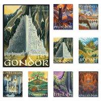 Middle Earth Landscape ผ้าใบสิ่งพิมพ์ Vintage Wall Art โปสเตอร์ Nordic ภาพวาดตกแต่งบ้าน Pictures