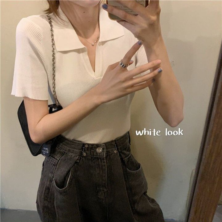 เสื้อยืดผู้หญิง-solid-simple-crop-tops-skinny-4สีขายร้อน-basic-นักเรียนอินเทรนด์ทั้งหมดตรงกับฤดูร้อน-ulzzang-ใหม่-soft