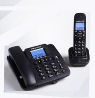 black 2.4G Corded Fixed Telephone - 1Cordless Answering Machine, 300M Long Range, Wireless Telephone