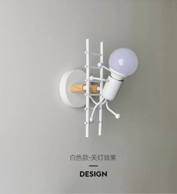 Simple Nordic modern cartoon Doll man climb stair creative wall lamp for living room bedroom aisle iron small man LED lighting