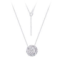 Silver thai   Circle-Shaped Cubic Zirconia Diamond Pendant Necklace เครื่องประดับเงินแท้สร้อยจี้รูปวงกลมเพชรcz