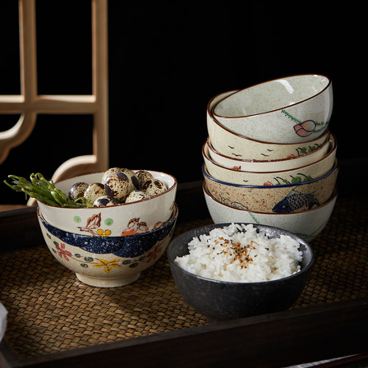 diche-4-ชามข้าวสำหรับใช้ในครัวเรือน5นิ้วเซรามิค-ชุดภาชนะบนโต๊ะอาหารสไตล์ญี่ปุ่น-ชามรับประทานอาหาร-จาน-ชามซุป-ชามธัญพืช