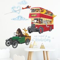 【HOT】 MG9158 Orangutan Airplane Bus Childrens Bedroom Entrance Decoration Sticker Self-adhesive