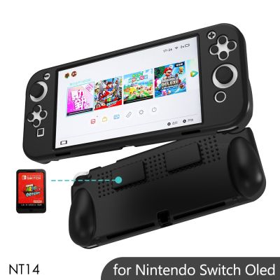 for Nintendo Switch Oled Silicone Grip Case All-inclusive Protection Cover with Two Card Slots for Switch Oled Accessories NT14
