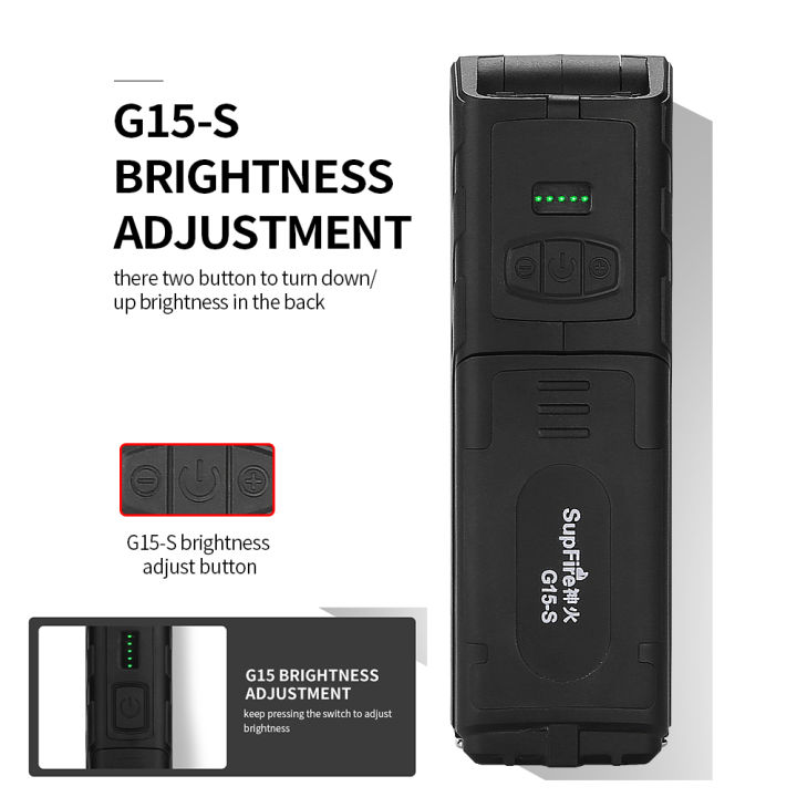 supfire-g15s-led-flashlight-cob-work-light-with-magnetic-usb-rechargeable-built-in-battery-set-multi-function-folding-torch