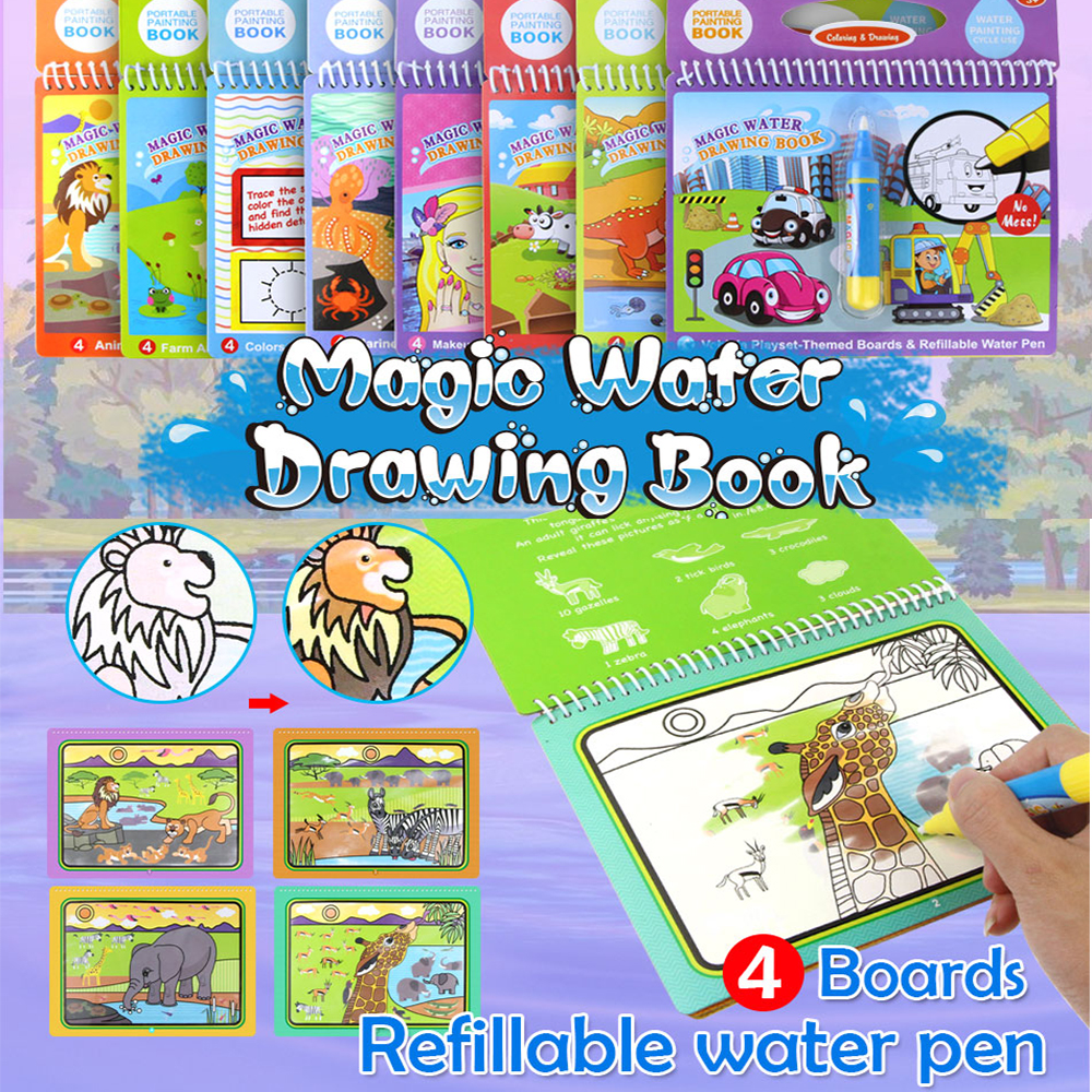 Animals Water Drawing Book  Magic Doodle Coloring Pamphlet Painting Board 