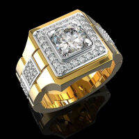 202114 K Yellow Gold color White Diamond Ring for Men Bijoux Femme Jewellery Gemstones Bague Homme 2 Carats Diamond Ring Males Box