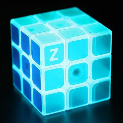 Babelemi Linen Finished Sticker Luminous Blue 3x3x3 Speed Magic Cube Upgraded Version Puzzle Educational Toy for Child Brain Teasers
