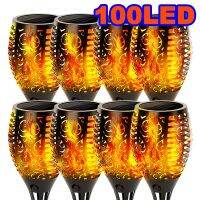 ○☞ 100LED Solar Garden Decor Torch Light Flickering Flame IP65 Waterproof Lawn Lights For Outdoor Patio Pathway