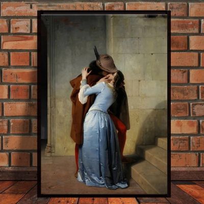 Francesco Hayez Kiss-Il Bacio ผ้าใบจิตรกรรมภาพผนังห้องนั่งเล่นตกแต่งอิตาลีโปสเตอร์