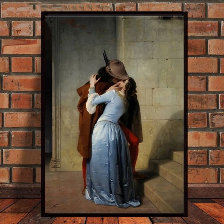 francesco-hayez-kiss-il-bacio-ผ้าใบจิตรกรรมภาพผนังห้องนั่งเล่นตกแต่งอิตาลีโปสเตอร์