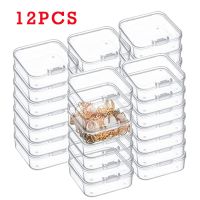 ✇ஐ☋ 12Pcs Mini Boxes Square Transparent Plastic Box Jewelry Storage Case Finishing Container Packaging Storage Box for Earrings Ring