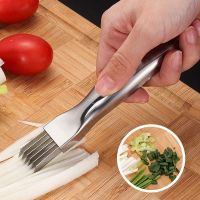 Stainless Steel Onion Slicer Leek Slicing Knife Kitchen Accessories Onion Fork Vegetables Slicer Garlic Chopper Cooking tool Other Specialty Kitchen T