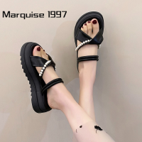 Marquise1997 ้องเท้าผูหญิง รองเท้าแตะลิ่ม รองเท้าแตะเสริมส้นผู้หญิง กันน้ํา ปัจจุบัน กีฬาและแฟชั่น จุดสว่าง FDL2392ZQA 39Z230926