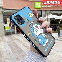 เคส JIUMOO สำหรับ Infinix 10S Hot 10S NFC Hot 10T เคสการ์ตูนลายโดราเอมอนซนขอบสี่เหลี่ยมด้านข้างบางดีไซน์ใหม่กันกระแทกเคสมือถือแข็งปลอกซิลิโคนคลุมทั้งหมดกล้องป้องกันนุ่ม