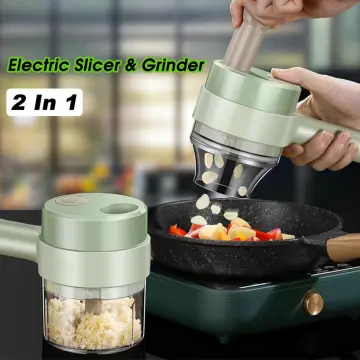 4-In-1 Multi-Function 40W Electric Fruit And Vegetable Chopper Garlic  Masher Portable Hand-Held Food Slicer Kitchen Accessories