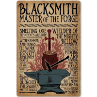 Zhongqingshop Blacksmith Knowledge ป้ายโลหะ Retro Infographic Poster For Kitchen, Cafe หรือ Bar Plaque 8X12in