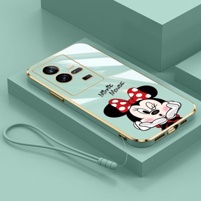 เคสโทรศัพท์มือถือ VIVO X90 Pro + Plus X80 Pro IQOO 11 5G หรูหรา Minnie Mouse ยางฝาครอบชุบเงาเคสเคสที่มีแหวนกันกระแทก