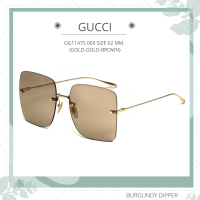 แว่นกันแดด GUCCI : GG1147S 003 SIZE 62 MM. (GOLD-GOLD-BROWN)