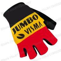 hotx【DT】 Visma 2022 Cycling Gloves Men Belgium Champion Gel Jersey Half Wout van Aert MTB Fietshandschoen