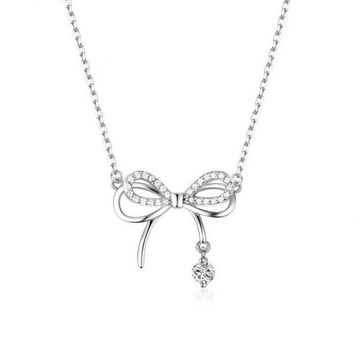 new-shiny-bowknot-pendant-necklaces-for-women-exquisite-clavicle-chain-necklace-fashion-choker-collier-party-jewelry-gift