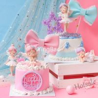 【Ready Stock】 ▨ E05 Pink Purple Ballerina Girl Baking Cake Decoration Happy Birthday Cake Toppers Star Bow Cupcake Topper Baby Shower Party Favors