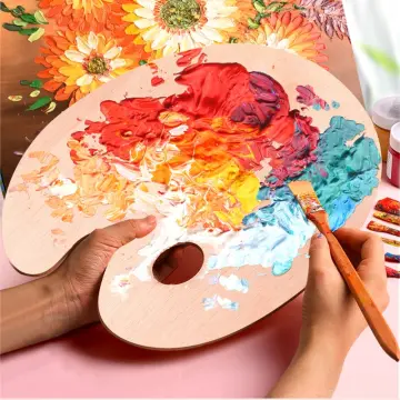 20x30cm Art Painting Color Palette Mixer Wooden Oval Oil Painting Acrylic  Color Mixing Board Paint Tray