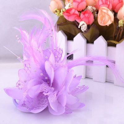 Fashion Flower Feather Bead Corsage Hair Clips Fascinator Bridal Hairband Brooch Pin EA