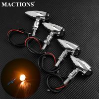 ▪ Universal Motorcycle EM Bullet Turn Signal Indicator Light Chrome Lamp 12V For Harley Touring Sportster Mini Bobber Chopper