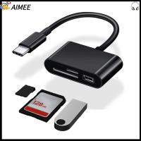 AIMEE โทรศัพท์สมาร์ท การ์ดหน่วยความจำ การถ่ายโอนข้อมูล USB Type-C อะแดปเตอร์ OTG ไมโคร USB เครื่องอ่านการ์ด