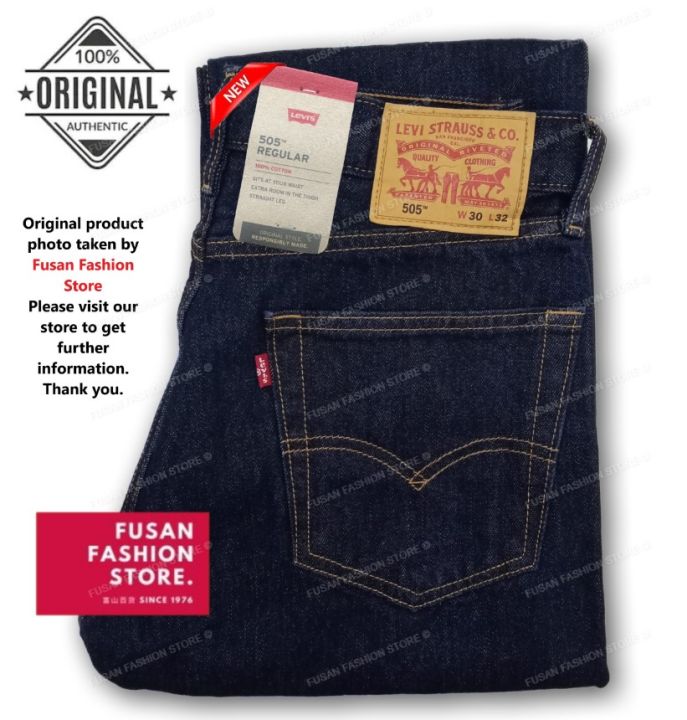 Original] Levis 505 Straight Cut Men's Jeans Dark Indigo (New Batch) 505-0216  | Lazada