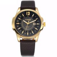 Curren นาฬิกาข้อมือสุภาพบุรุษ Geniue Leather รุ่น C8123 - Golden/Black