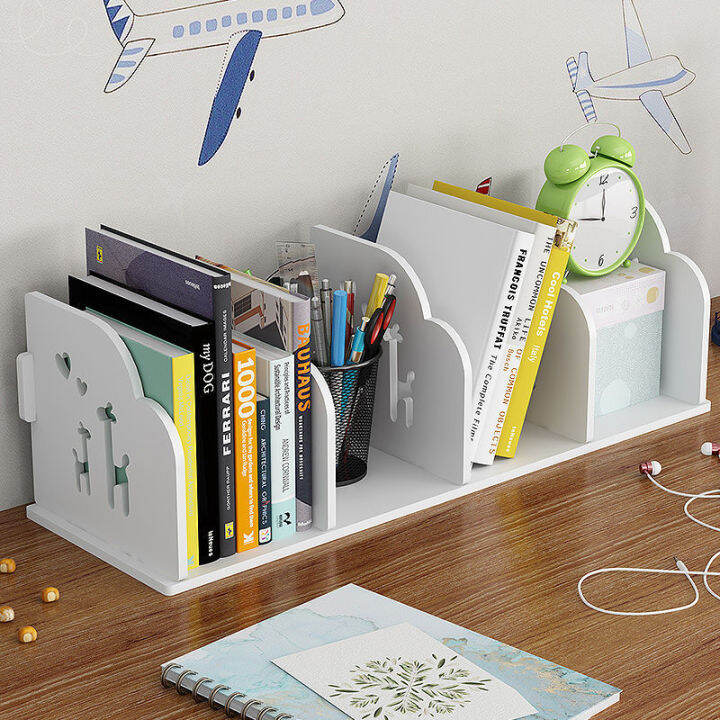 NEW Hollow Book Storage Rack Wooden Office Desktop File Shelf