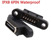 【cw】 3 6pc IPX8 TYPE C 2P/4P Waterproof Female USB Socket Port With Screw Hole Fast Charging Interface 180 degree  Connector