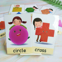 12pcs English Shape Flash Card For Kid Learning Word Cards Circle Square Baby Early Education Toys Memory Game Flash Cards Flash Cards