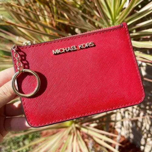 Red Michael Kors Jet Set Travel Small Top Zip Coin Pouch with ID Holder  Saffiano Leather | Lazada PH