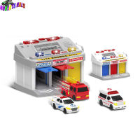 RH【Fast Delivery】Children Fire ศูนย์กู้ภัยรถโรงเรียน Command สถานีรถของเล่นชุดรถตำรวจรถพยาบาลรถดับเพลิงรถโรงเรียนที่จอดรถCOD【low price】