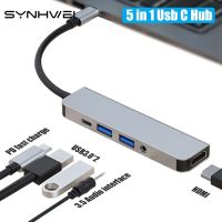 5 in 1 USB C Hub For Laptop Adapter HDMI-4K PD Charge Docking Station With 3.5MM AUX PC Laptop For Macbook Type-C Splitter