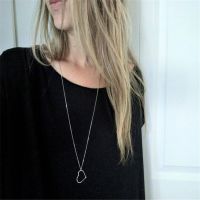 Simple Hollow Out Heart Long Sweater Chain Necklace Charm Women 39;s Gold Silver Colour Party Accessories European Style Jewelry