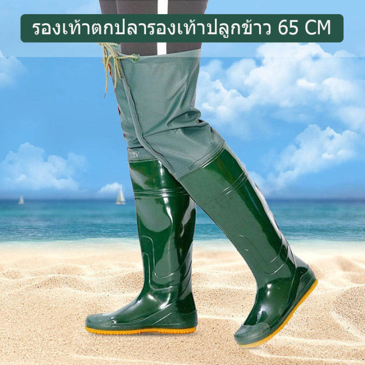 รองเท้ากันฝนสีเขียวสูงเหนือเข่า-65cm-ท่อลุยน้ำหนาพิเศษและรองเท้าบูทกันฝน-รองเท้าบูทกันฝนเหนือเข่า-รองเท้านาข้าวที่ทนต่อการสึกหรอ-รองเท้าบูทปลูกถ่ายน้ำสีทึบ-รองเท้าตกปลาบ่อโคลน-รองเท้าบูทกันฝนขนาดบวก-u