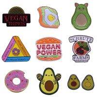 Hard Enamel Pins Vegetarianism Hamburger Toast Avocado Donut Bee Carrot Pussy Vegetarian Vegetables Plant Badges Cartoon Brooch