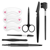 9pcs Stainless Steel Eyebrow Trimming Tool Set Tweezers Eyelash Comb Eyebrow Trimming Belt Three Types Eyebrows Eyebrow Trimmer