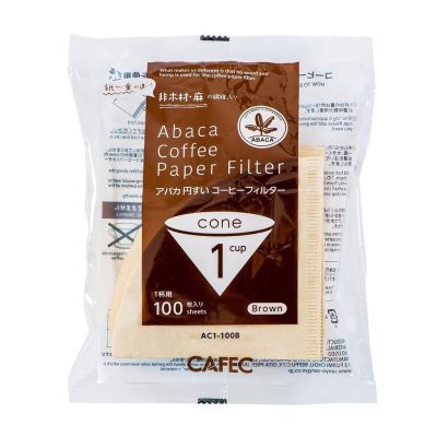 CAFEC AbacaPaper Filter 1 Cup [ Cone] กระดาษกรองกาแฟ CAFEC สีน้ำตาลผสมเส้นใย Abaca ขนาด 1 แก้ว ทรงกรวย