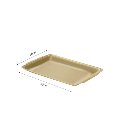 Stainless Steel Square Plate Food Storage Tray Snack Dessert Fruit Cake Bread Serving Pan Golden Kitchen Food Barbecue Dish