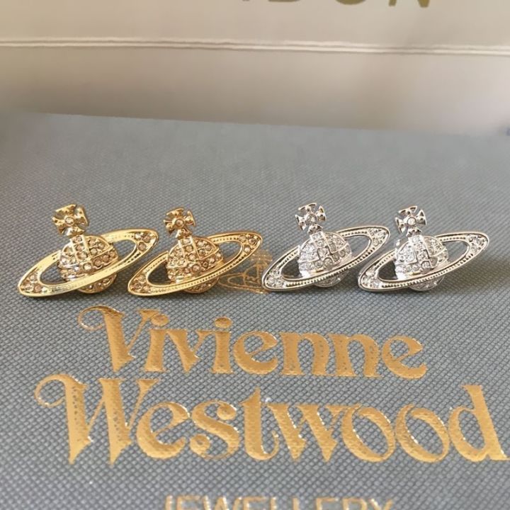 vivienne-westwood-เครื่องประดับหูต่างหูเพชรดาวเสาร์แฟชั่นเข้ากับทุกชุดได้ทุกแบบเครื่องประดับหูมีสไตล์สไตล์ยุโรปและอเมริกันคลาสสิก