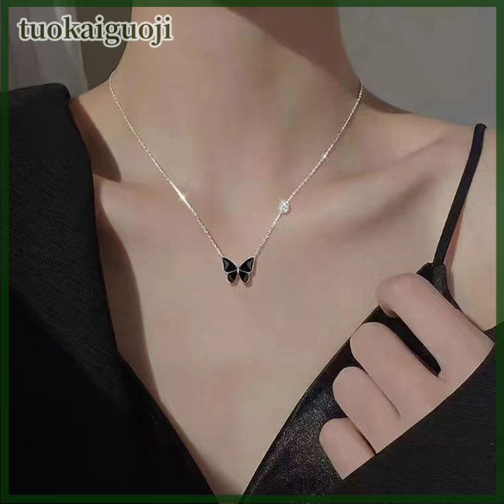 tuokaiguoji Mood Necklaces Butterfly Pendant Necklace Temperature