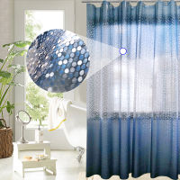 UFRIDAY Luxury PEVA Shower Curtain Bling 3D Circles Gradient Blue Shower Curtain for Bathroom 180*180cm Waterproof Bath Curtains